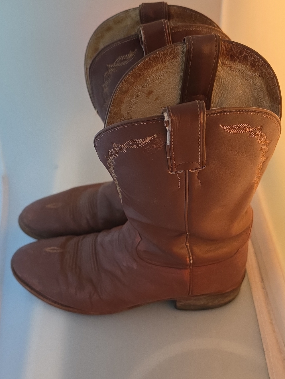 Tony Lama Brown Leather Cowboy Boots 10D
